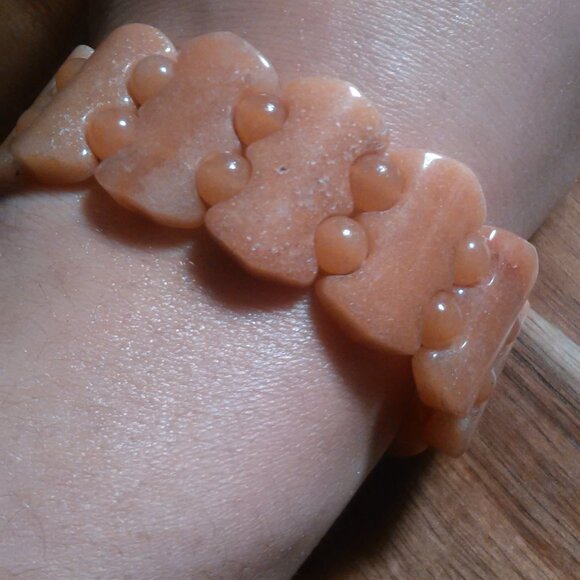 Red Aventurine Fancy Shape Stretch Bracelet - Picture 8 of 13